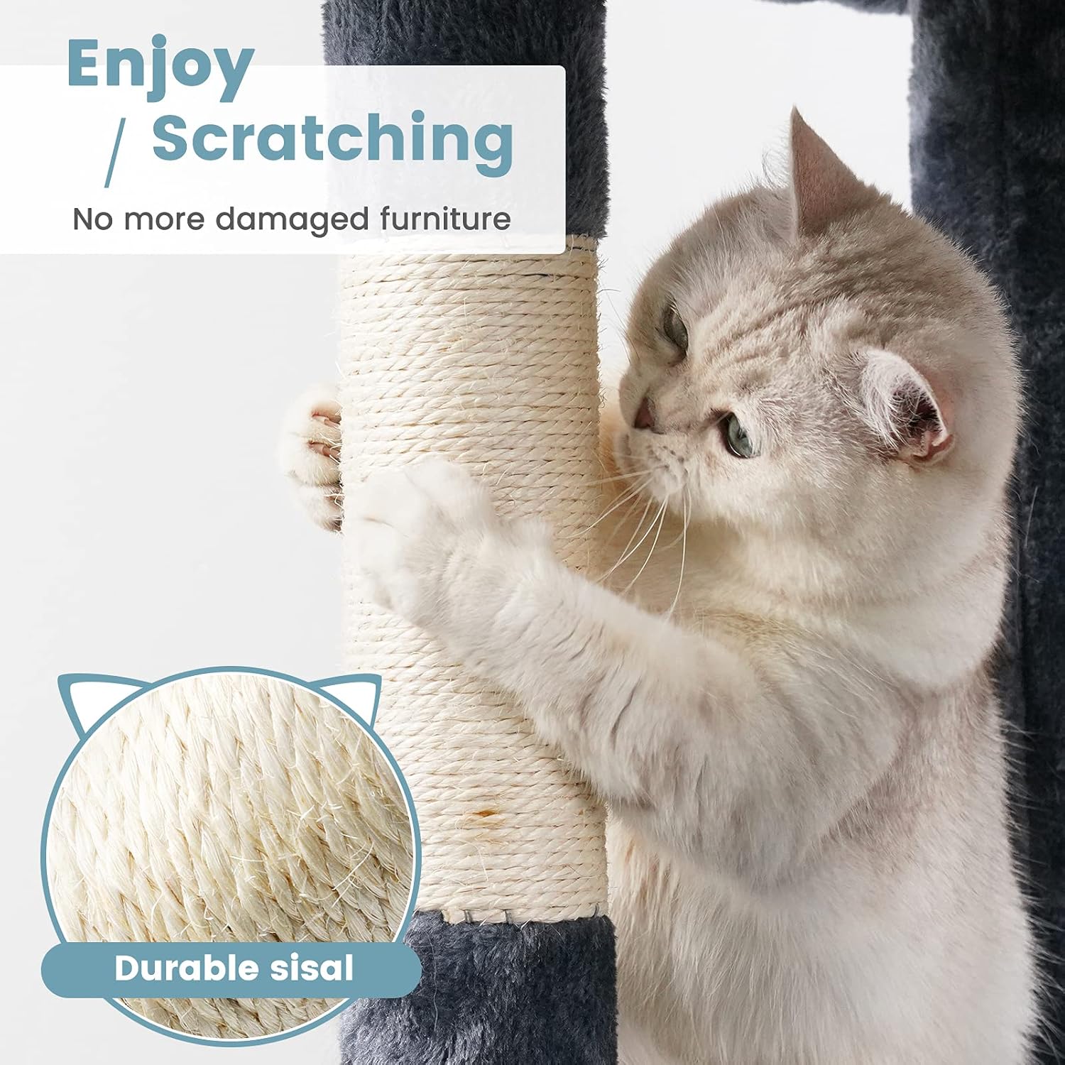 AOKCATS Cat Tree Cat Tower, 61 inches Multi-Level Cat Tree for Indoor Cats with Cat Condo, Scratching Posts, Top Perch and Ladder for Kittens Cat Climbing Tower with furball for Small Medium Cats : Pet Supplies