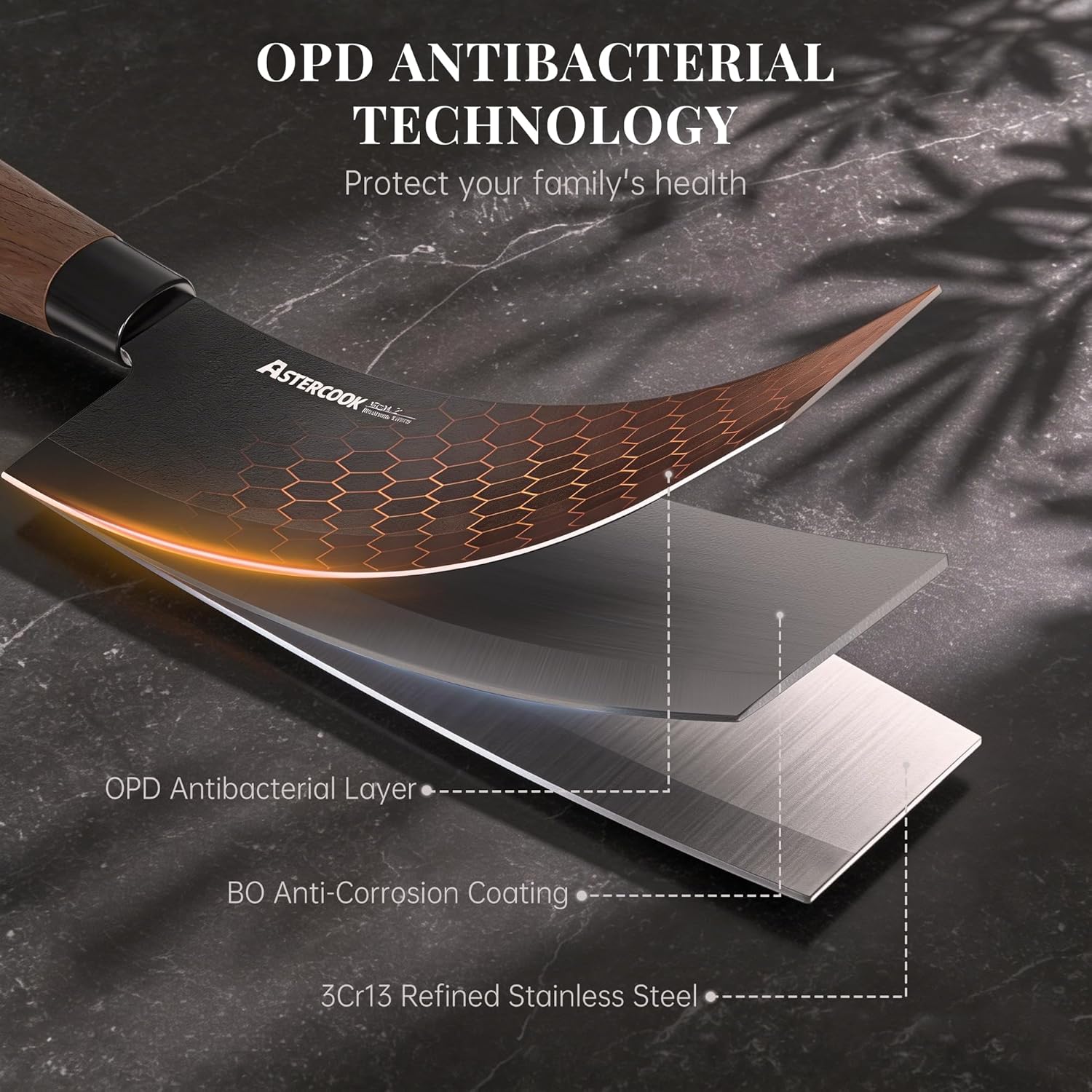 Astercook Knife Set, 6-Piece Kitchen Knife Set with Block, High Carbon Stainless Steel Ultra Sharp Kitchen Knives, Wood Grain Handle, Dishwasher Safe Knife Block Set, Black