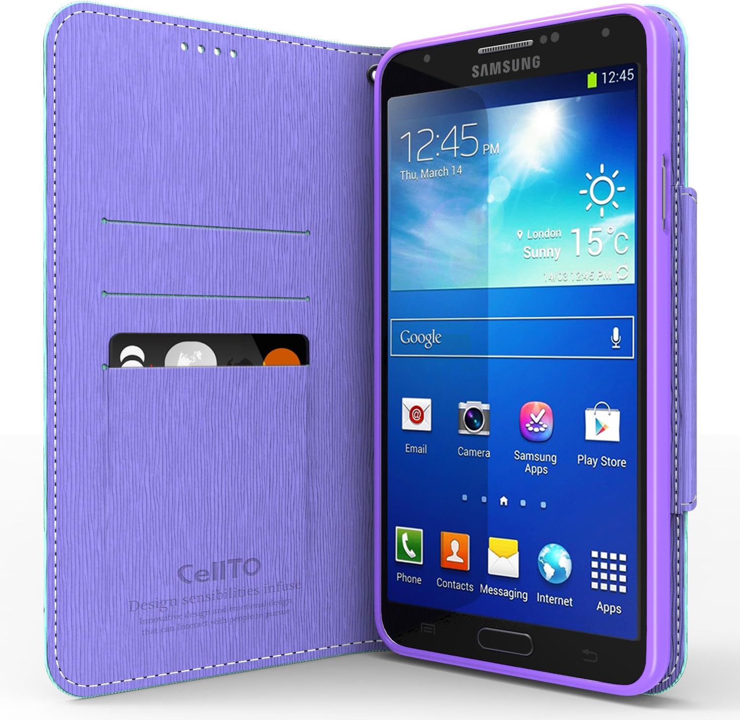 Cellto Samsung Galaxy S5 Premium Wallet Case with HD Screen Protector [Dual Magnetic Flap] Diary Cover /w ID Pocket Top Quality for Galaxy S V Galaxy SV [2014] + Life Time Warranty - Mint
