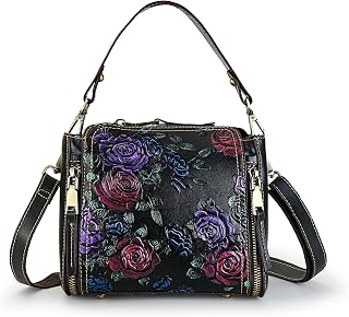 Women Satchel Handbags Crossbody Bag Top Handle Purse Vintage Embossing Shoulder Bag Small Purse