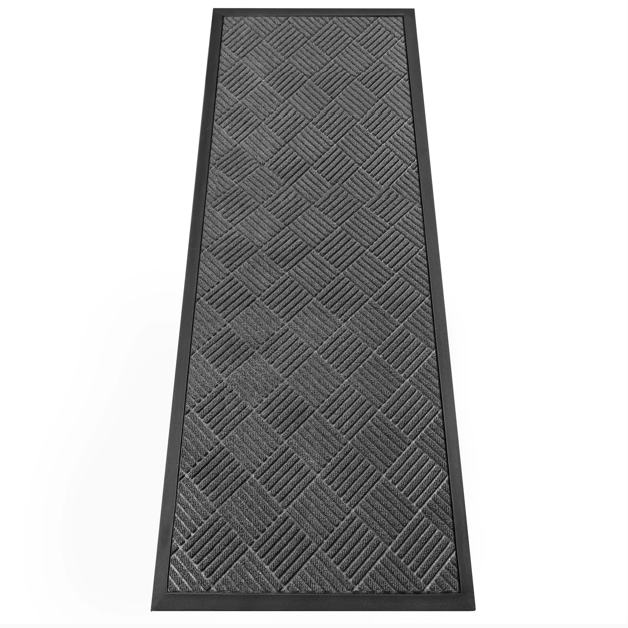 HOMEK Indoor Outdoor Door Mat, 60 x 180 cm Doormat for Entryway, Rubber Backing Non Slip Front Door Mat Outside Entrance, Super Absorbent Commercial Floor Mat for Home Office, Grey