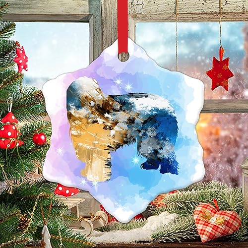 WoGuangis Adorno de Navidad de acuarela para perro, Chow Chow, adorno de Navidad de cerámica Chow Chow, silueta colorida de perro, adorno de Navidad