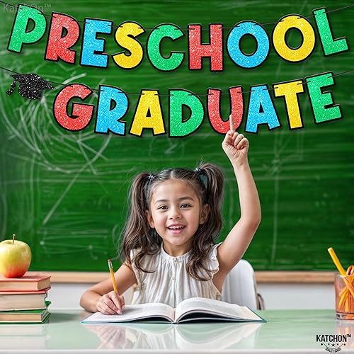 Miniatura 5 de KatchOn, Cartel de graduación preescolar con purpurina, 10 pies, NO DIY, letrero de graduación para decoraciones de graduación preescolar 2025 |