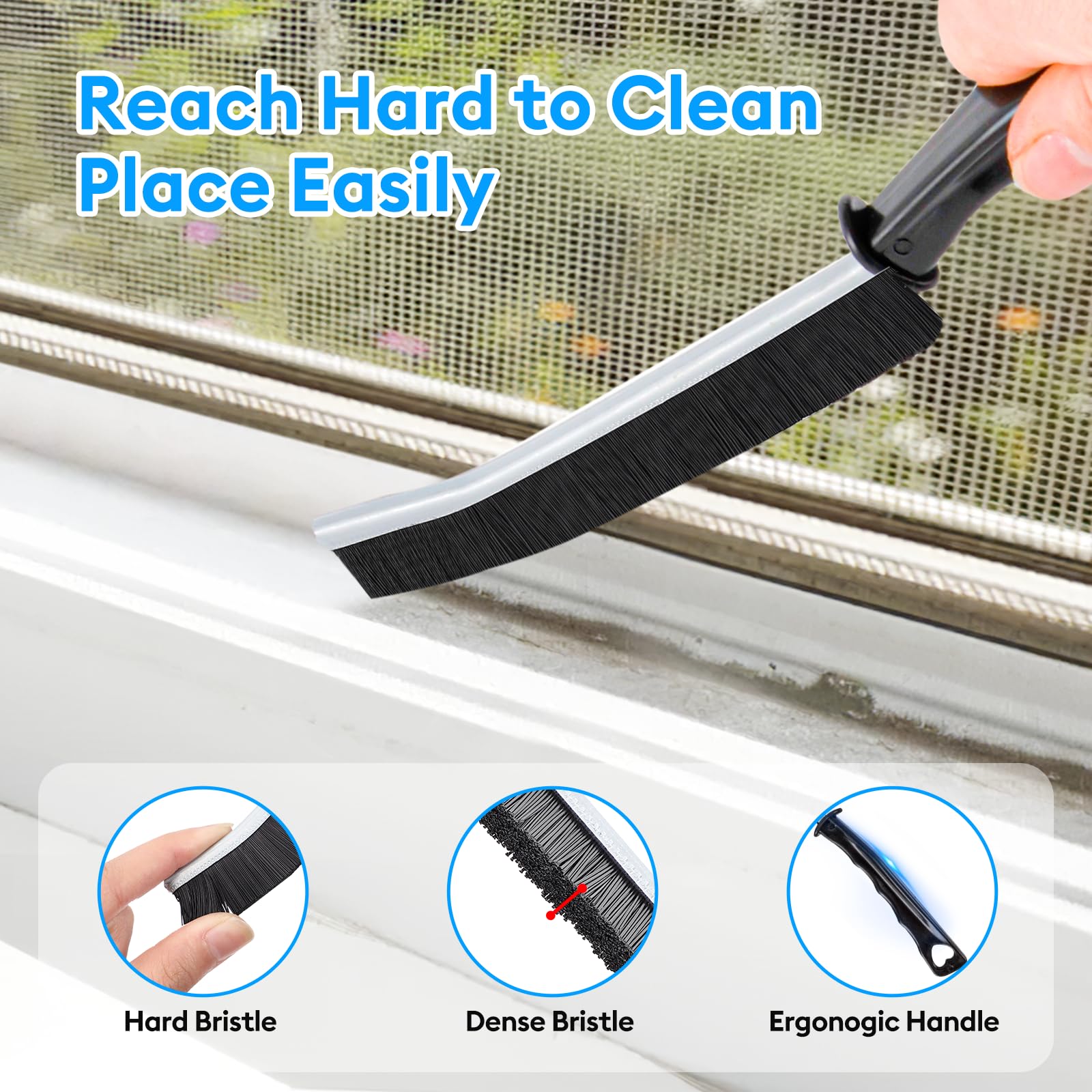 Crevice Cleaning Brush, Thin Hard Bristle Crevice Cleaning Tool Supplies for Tight Place, 11Pcs Small Household Use Cleaning Set for Kitchen, Gout, Gap, Corner, Window Track, Cup, Teapot, Bottle