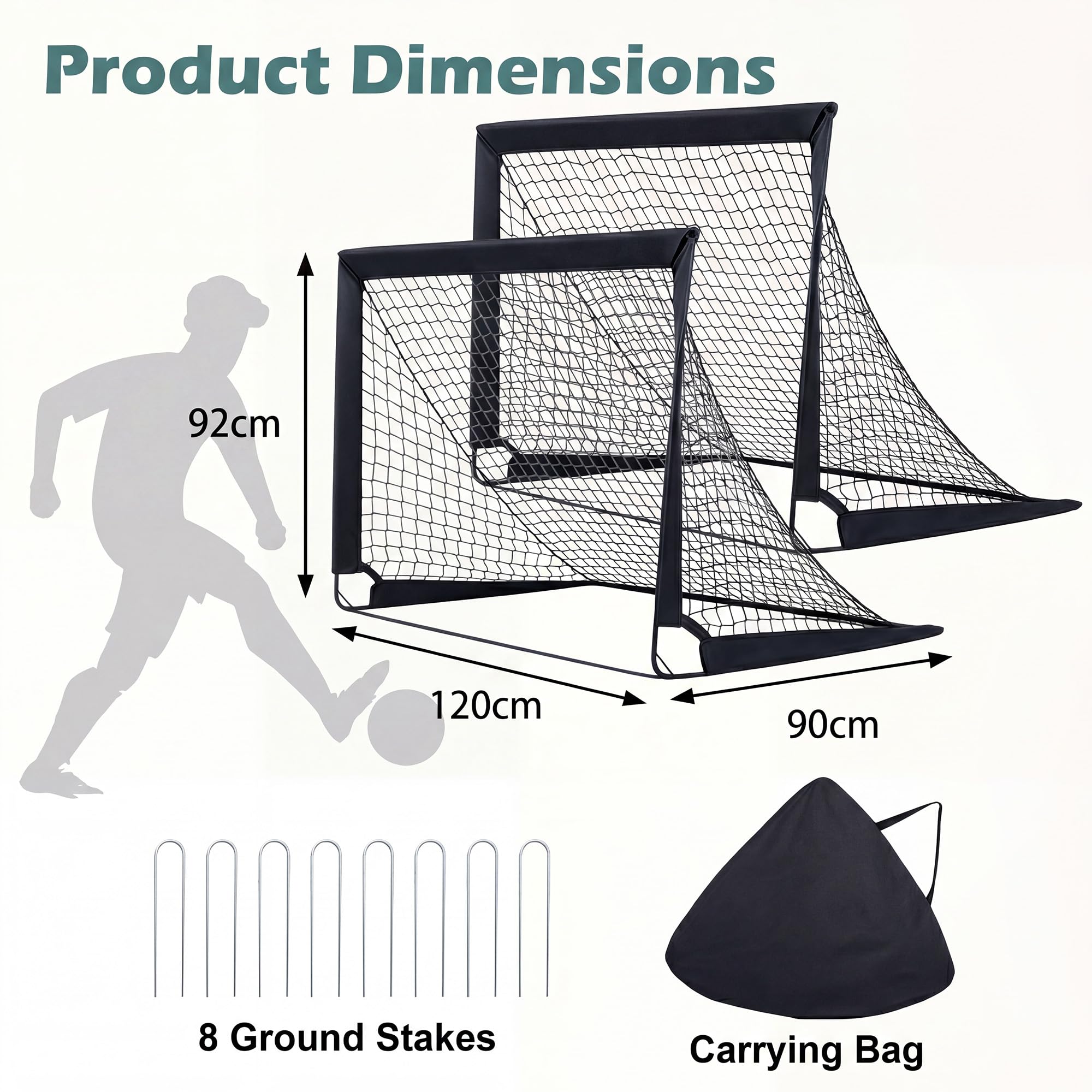 GYMAX Porta da calcio portatile, 120 x 92 cm, set da 2