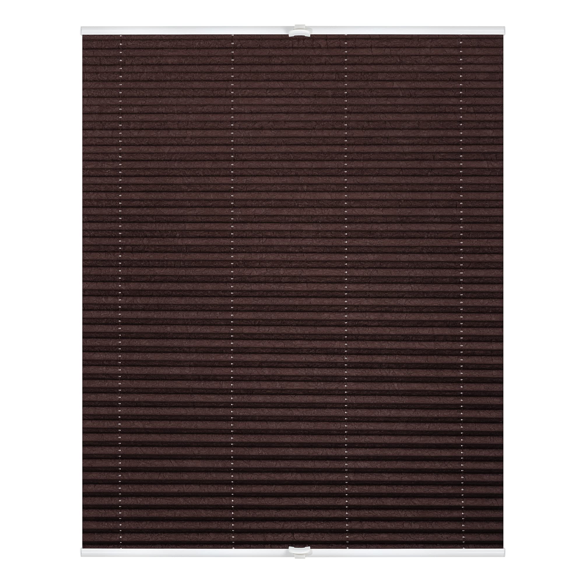 Lichtblick Plissee Klemmfix, 110 cm x 130 cm, Braun – Moderner Crushed Optik, fest verspannt
