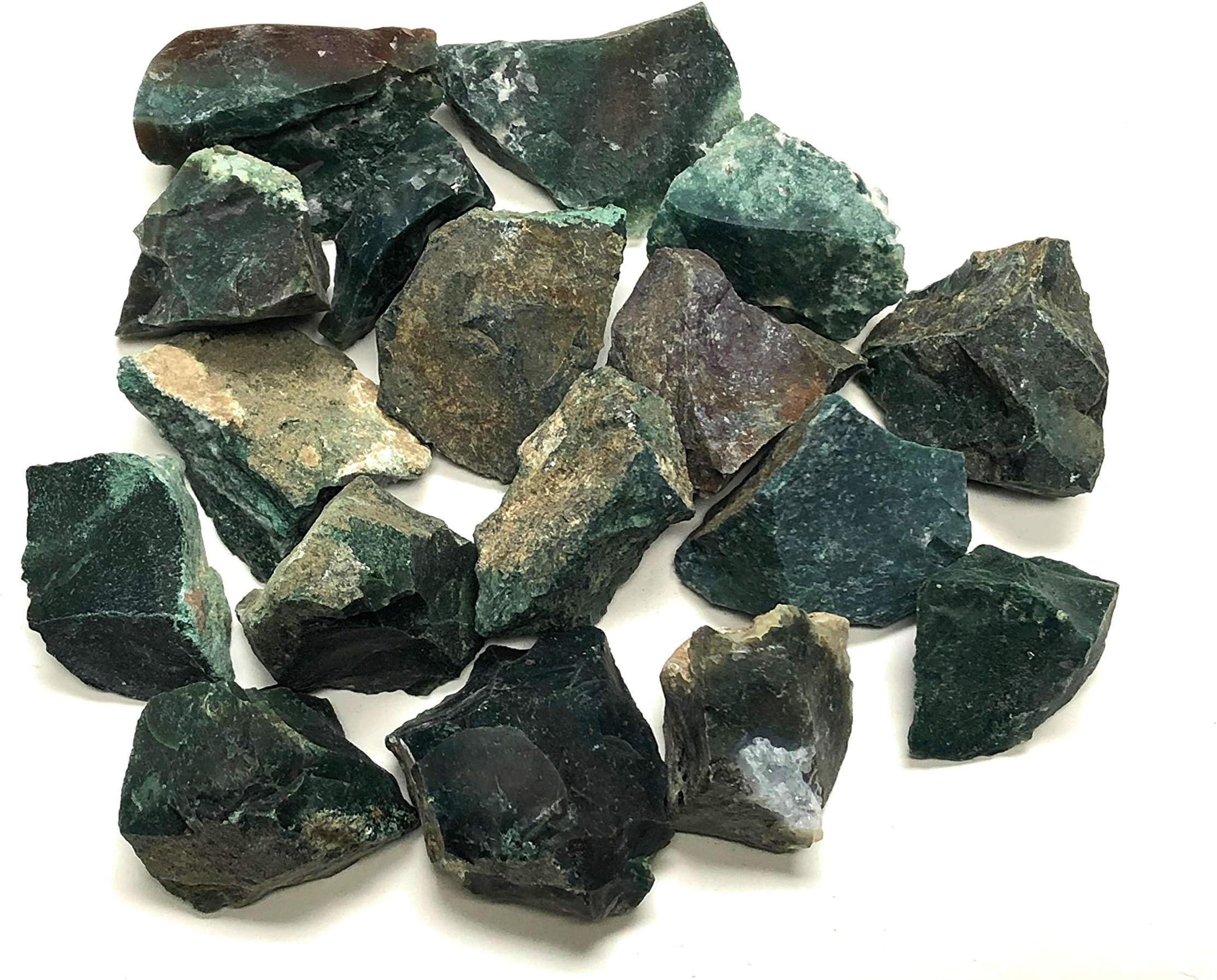 Zentron Crystal CollectionRough Natural Green Jasper Stones with Velvet Bag (1 Pound)
