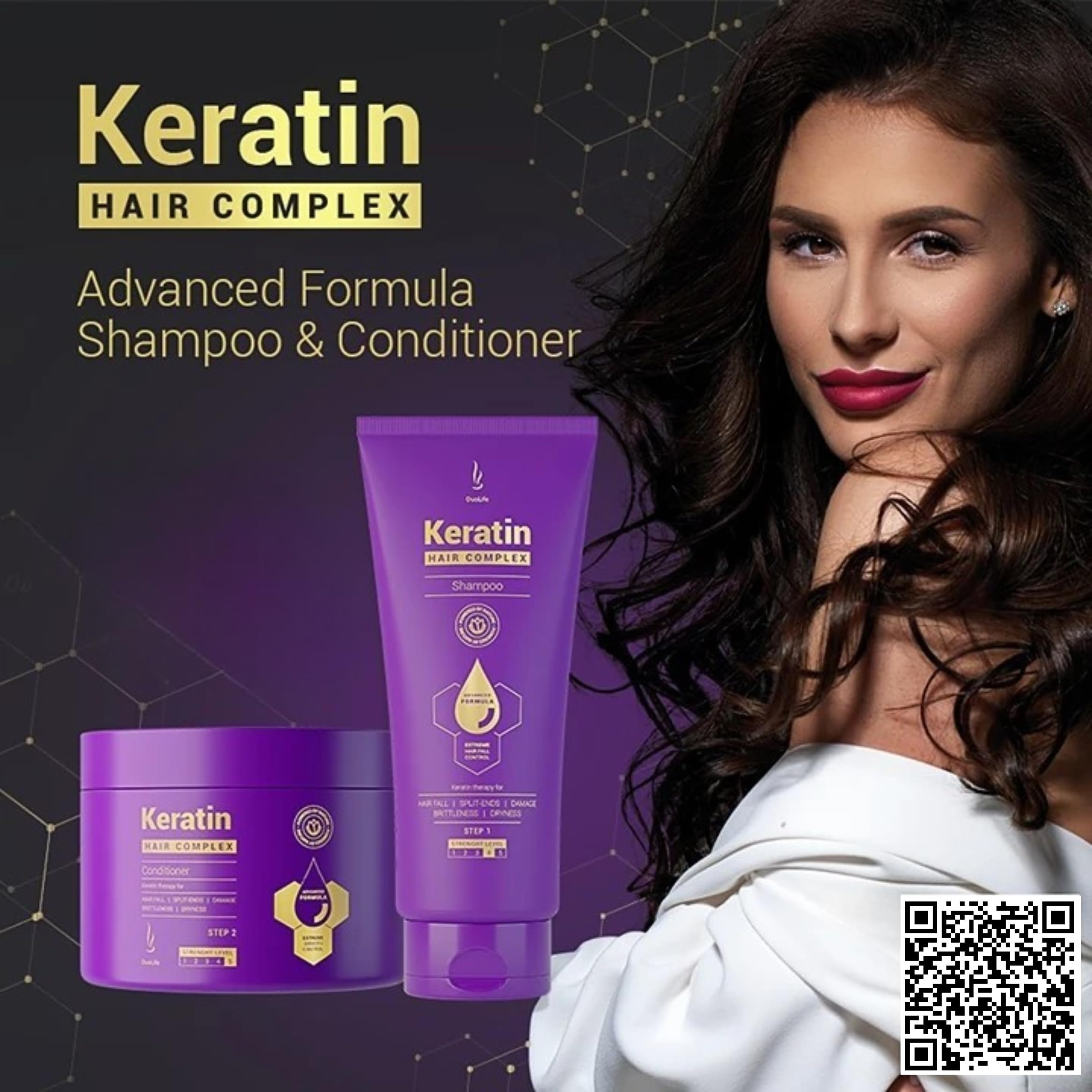 Duolife Keratin Hair Complex Shampoo 200ml,Szampon intensywnie pielęgnuje włosy, nawet słabe włosy i tendencję do wypadania, nawilża, poprawia elastyczność i zwiększa wytrzymałość