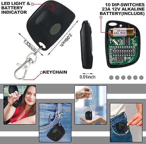 Miniatura 9 de Kingdder 3 piezas de control remoto de puerta de garaje compatible con multicódigo 300 mhz 10 interruptor de inmersión 3089 3060 3070 abridor de