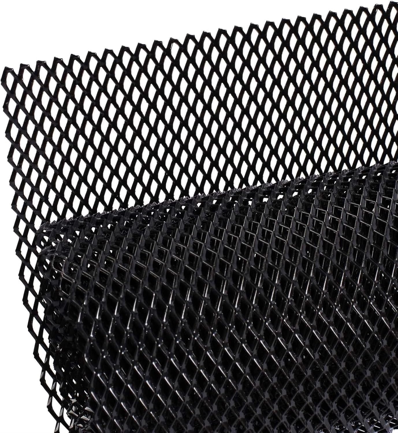 THE WHITE SHOP Universal 40"x13" Car Grill Mesh, Aluminum Alloy Automotive Grille Insert Bumper Rhombus Hole 6X12mm, Multifunctional Shape Grids Metal Mesh (Black)