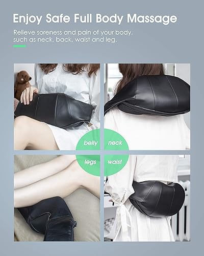 Miniatura 5 de Masajeador de espalda, cuello y hombros con calor, almohada de amasamiento 3D de tejido profundo, masajeador eléctrico de cuerpo completo para