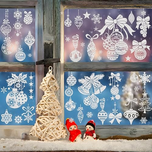 Miniatura 5 de Adhesivos de Navidad para ventanas de vidrio, copos de nieve, polvo de purpurina para manualidades, calcomanías de ventana de Navidad para