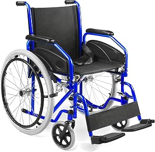 Silla de ruedas autopropulsada ligera para discapacitados y personas mayores | Reposabrazos y reposapiés desmontables |Cinturón de seguridad | Garantía de 24 meses Negro