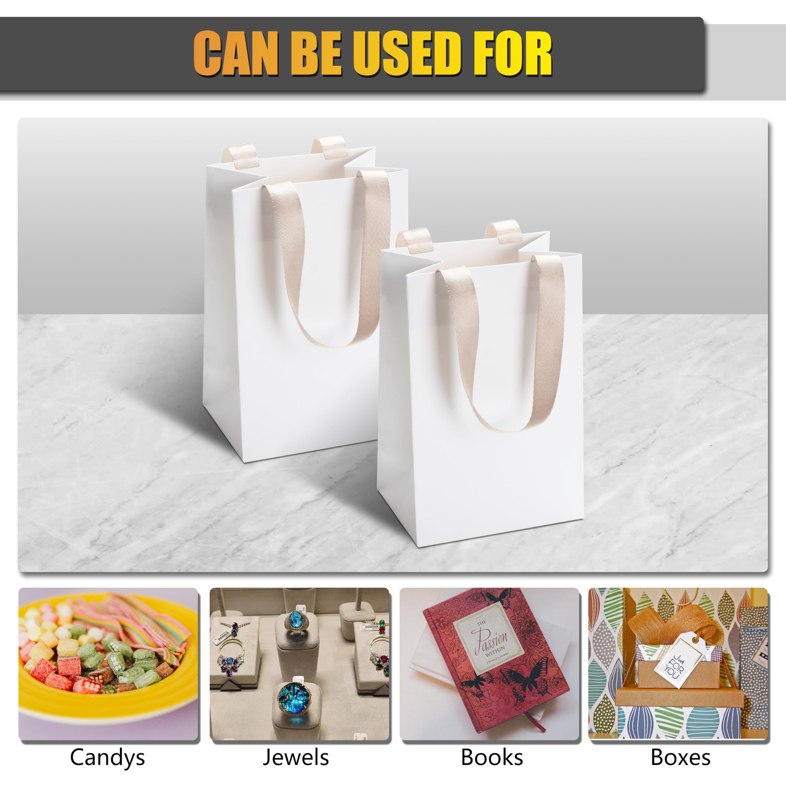 YUEYANG Lot De 10 Sacs Cadeaux Blancs Avec Poignées En