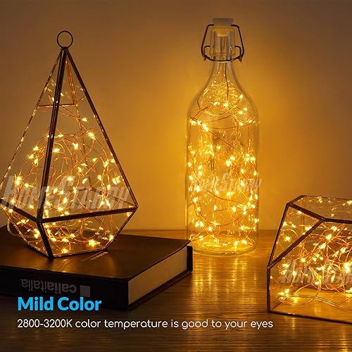 Miniatura 4 de Homestarry - Extensión de luces decorativas operada a pilas impermeable 8 modos control remoto 50 luces LED 164 pies para decoración de habitación