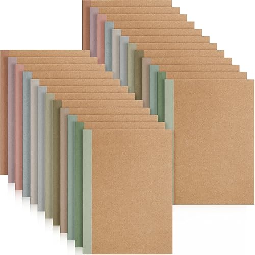 Miniatura 6 de Harloon 24 cuadernos de composición A5 para el regreso a clases, 8 x 5.75 pulgadas, cuadernos de papel kraft con rayas universitarias con espinas de