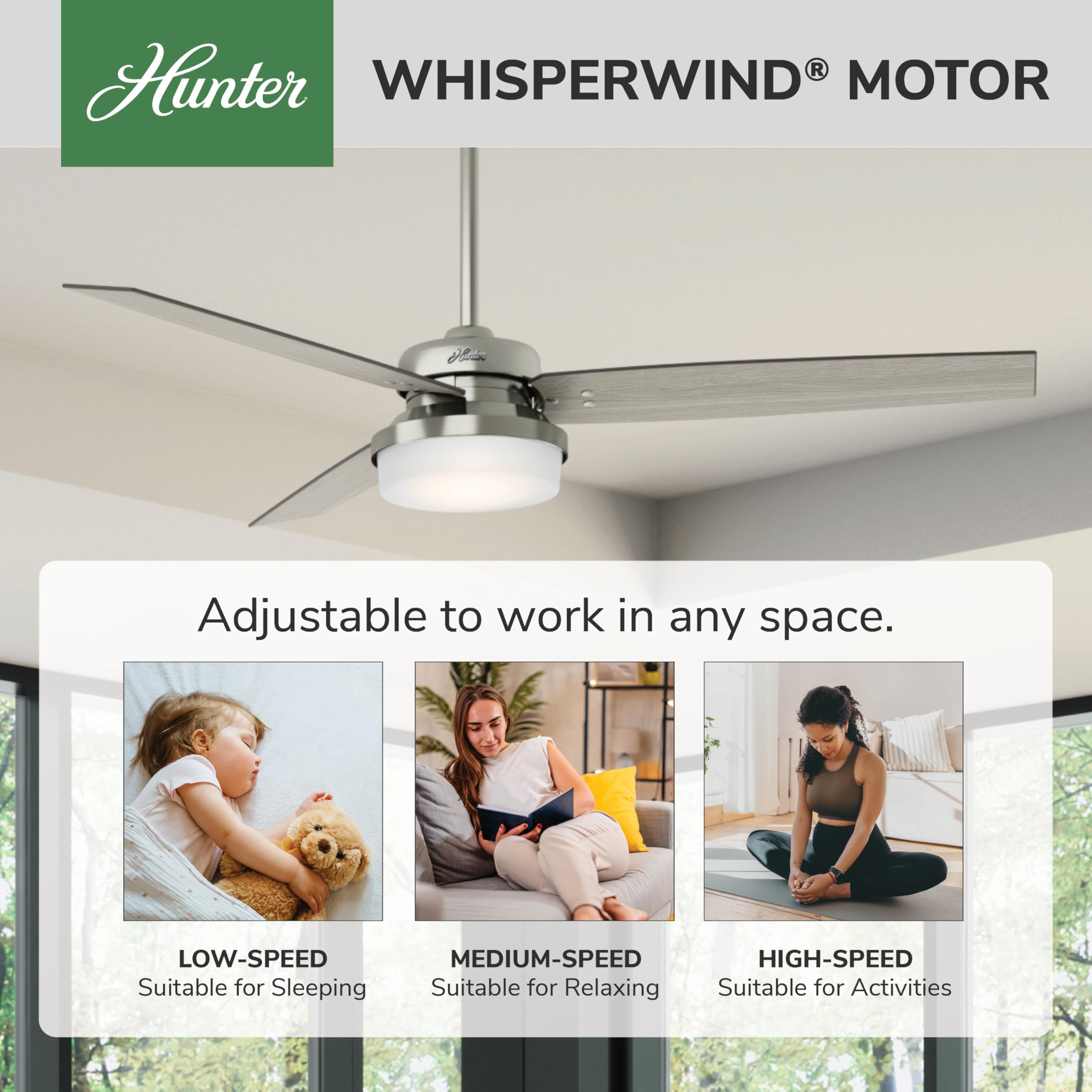 Hunter 60 inch Indoor Ceiling Fan with LED Light and Remote