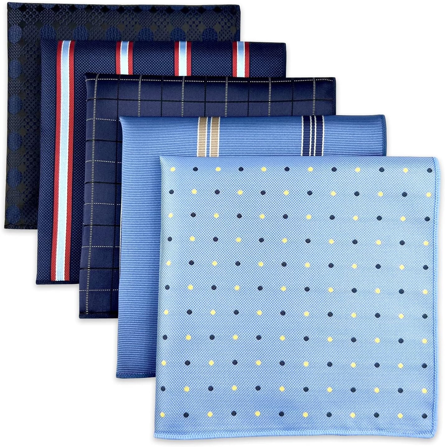 SHLAX&WING Assorted 5 Pieces Mens Silk Pocket Squares Handkerchiefs Set Lot