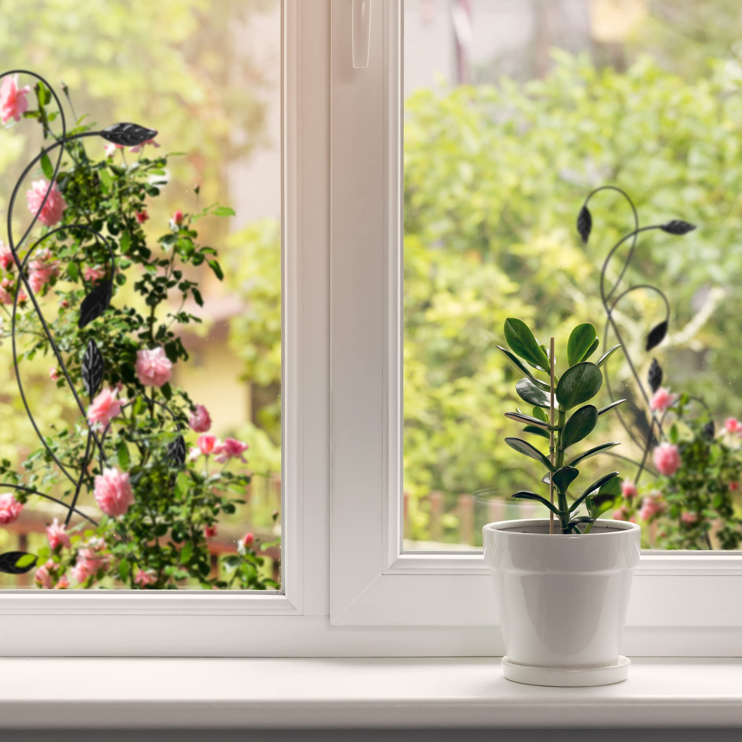 Relaxdays Tuteur décoratif, métal, Lot de 2, Support pout Plantes grimpantes, à Planter,H x L : 144 x 39 cm, Noir