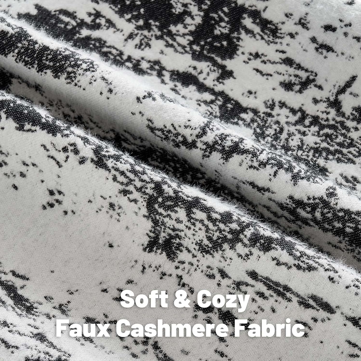 FUTEI Black Decorative Throw Pillow Covers 18x18 Inch Set of 2,Soft Faux Cashmere Ink Painting Pattern Cushion Case,Modern Home Decor for Couch Bed Living Room