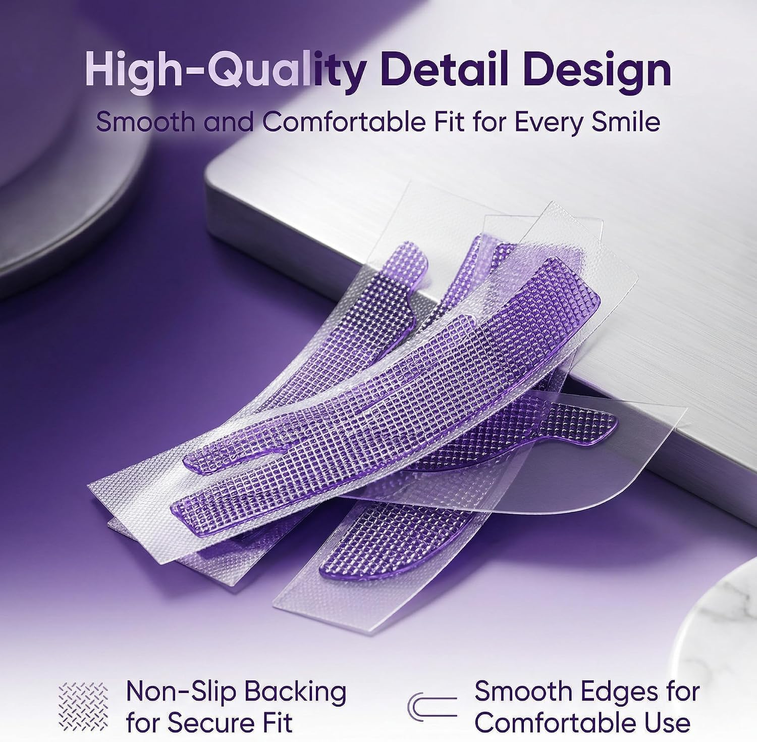 Purple Teeth Whitening Strips, Purple Whitening Strips, Instant Whitening, Teeth Whitening Strips, Protects Tooth Enamel, Purple Whitening Strips for Teeth with Added Peppermint Extract, 72pcs