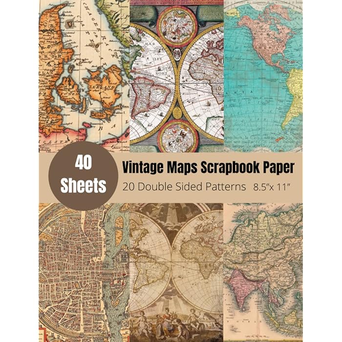 Buy Vintage Maps Scrapbook Paper Over 40 Sheets and 20 Double side