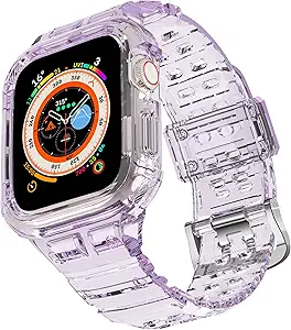 CRIS-BAND Bumper Bands Compatible with Apple Watch Band 45mm 44mm 42mm 41mm 40mm 38mm for Women Men, Water Shock-Proof Strap for iWatch Apple Watch Band with Case for Series 9 8 7 6 SE 5 4 3 2 1