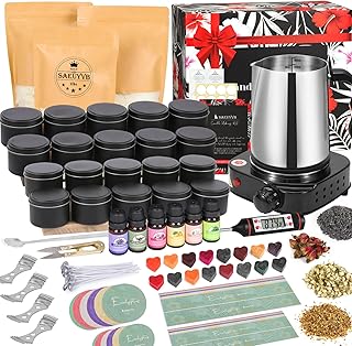 SAEUYVB Candle Making Kit, Candle Making Kit for Adults - DIY Starter Soy Candle Making Supplies-Including Soy Wax,Electric Stove,Melting Pot,Candle Wicks,Rich Scents,Stickers,Etc.