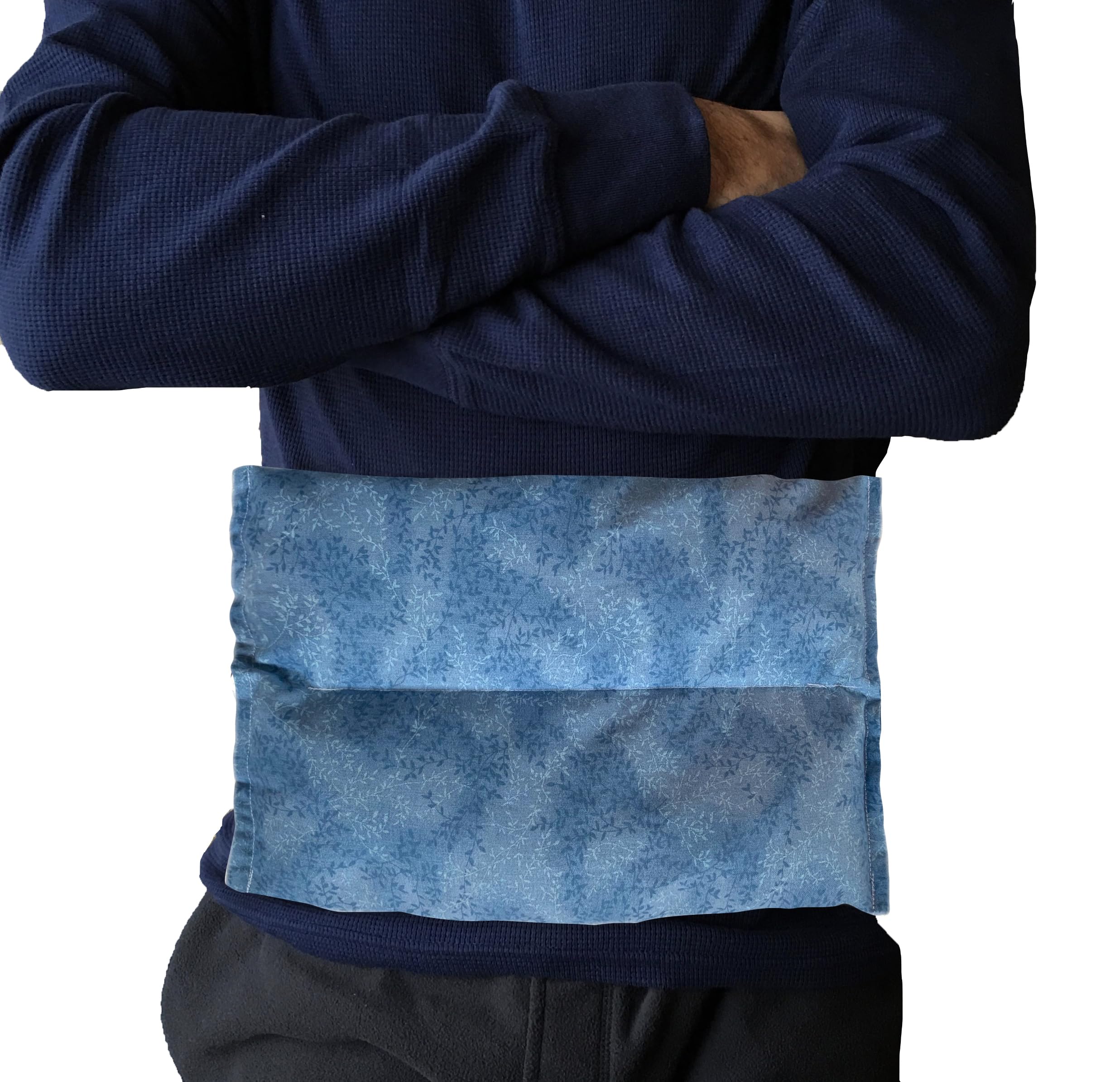 Sacksy Thyme Almohadilla calentadora a base de hierbas para microondas (terapia con frío y hierbas orgánicas certificadas, linaza orgánica y relleno de hueso de cereza) Medio Cielo azul