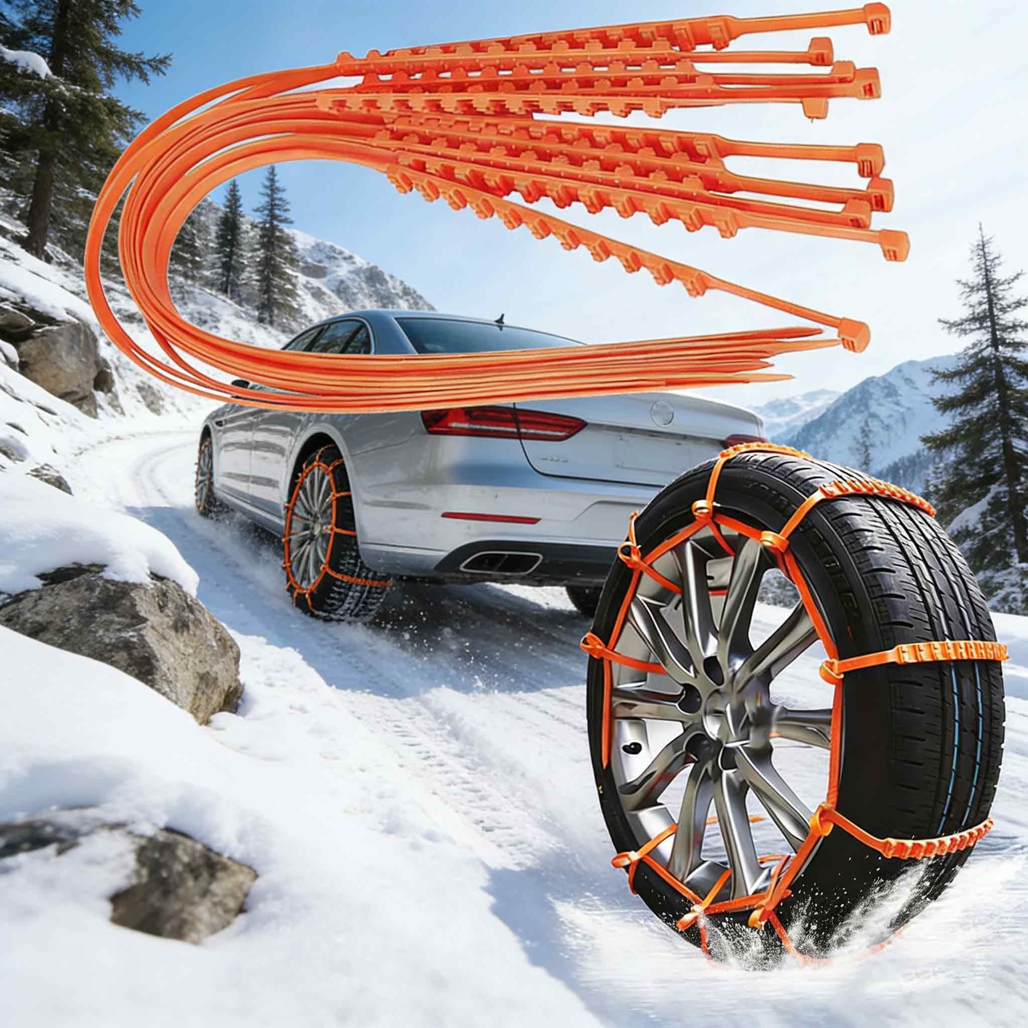 Lot de 20 chaînes à neige antidérapantes pour pneus de voiture - Serre-câbles universels réutilisables pour voitures, véhicules tout-terrain, SUV - Convient pour la neige, la boue et les