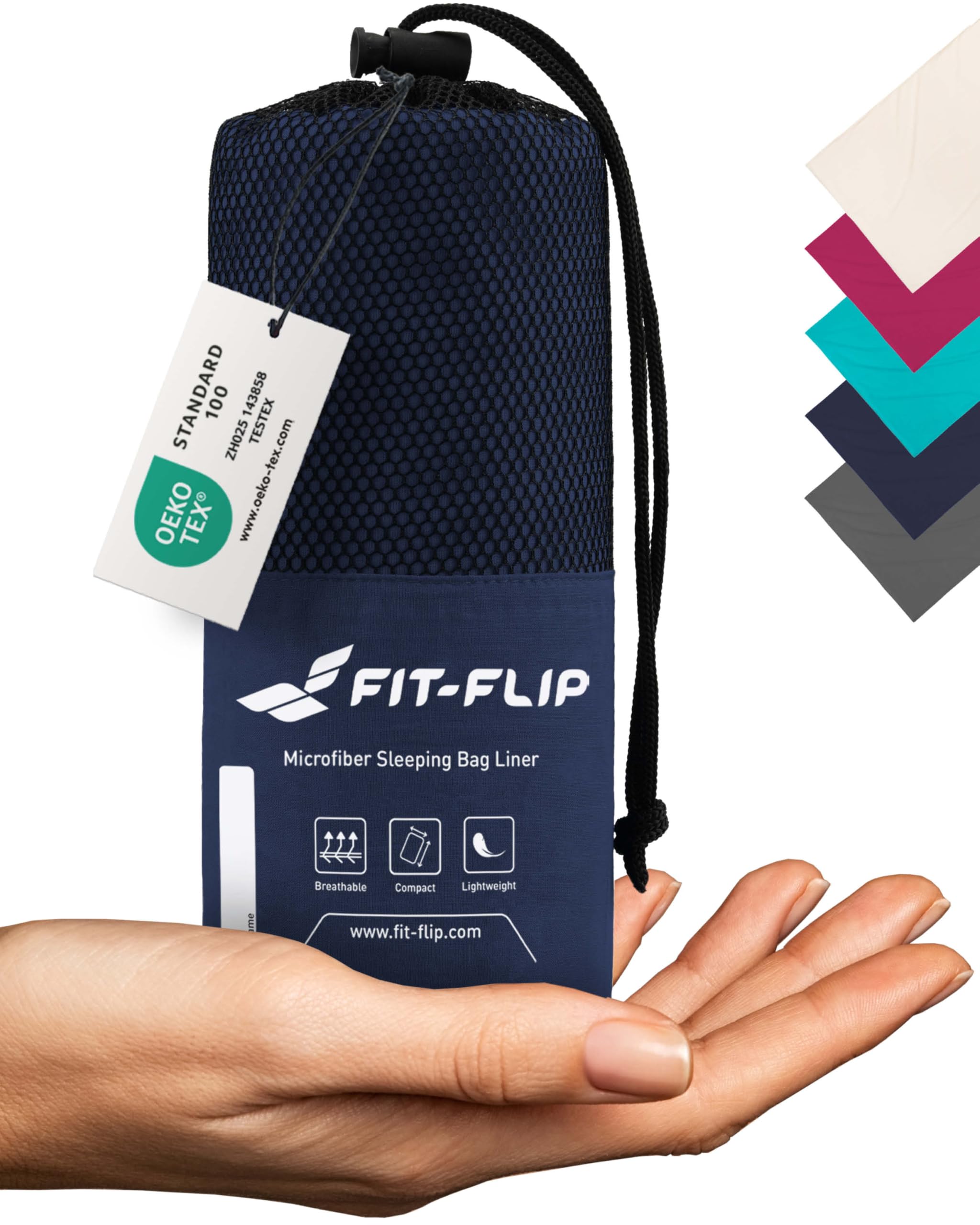Fit-Flip Sacco Lenzuolo da Viaggio - 100% Cotone o Microfibra - Sacco a pelo con scomparto per cuscino - Sacco Letto singolo ultraleggero e compatto - Sacco a Pelo leggero Estivo