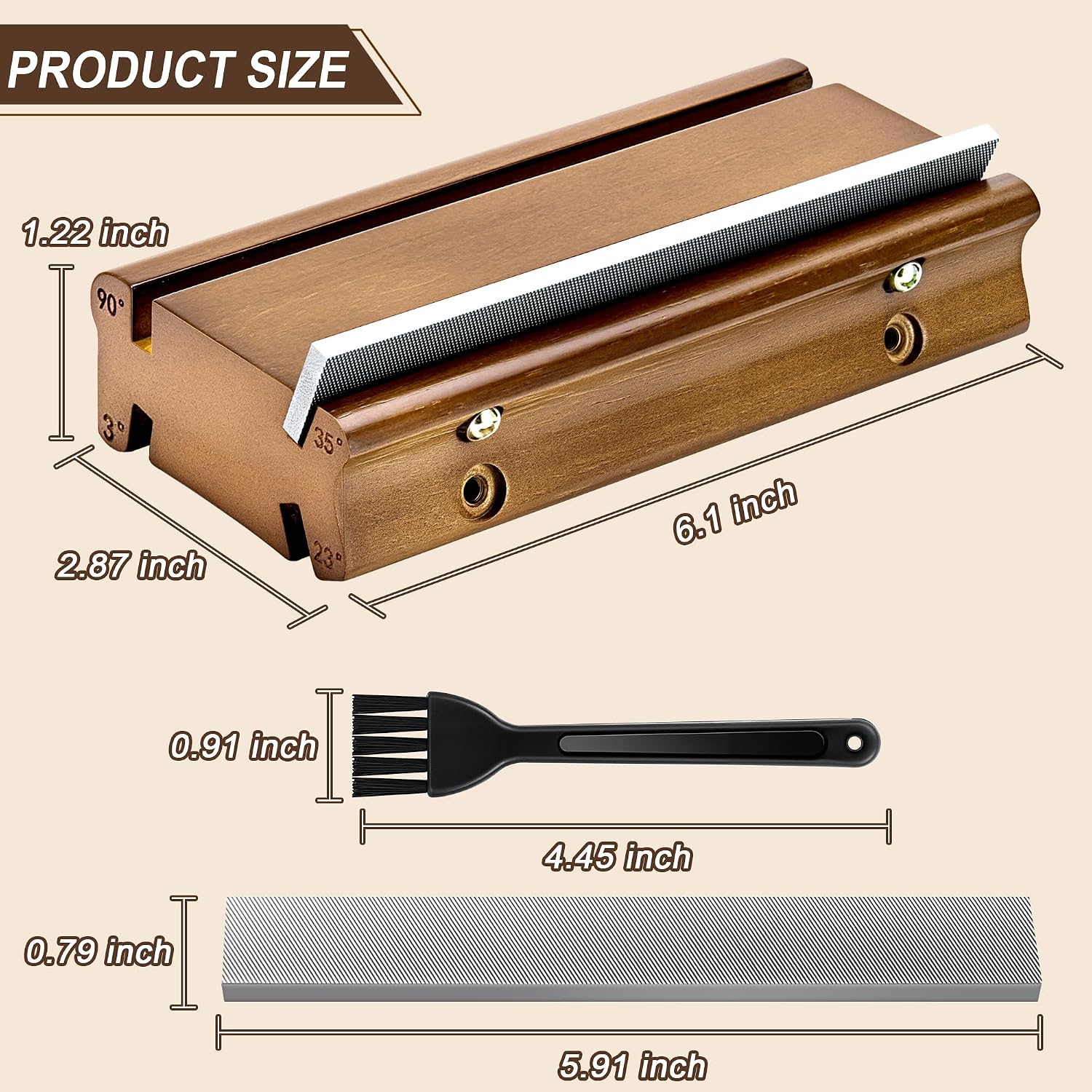 4-in-1 Fret Beveling File - 3/23/35/90° for Bass/Guitar