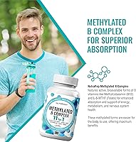 Vista 2 de Vitaminas del complejo B metilado – Complejo multivitamínico completo de metilo B con bioactivo B9 5-MTHF B6 B12 – Suplemento de apoyo MTHFR