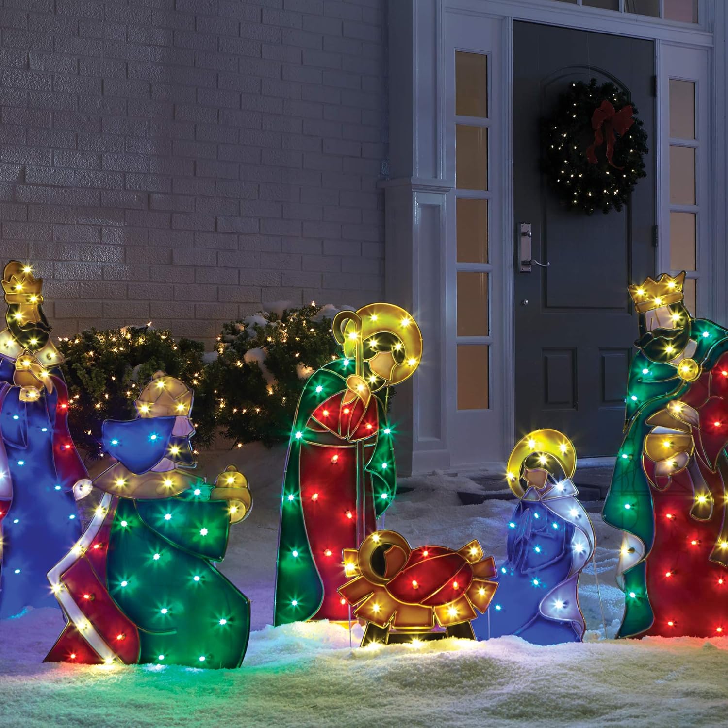 BrylaneHome Set of 3 Pre-Lit Holy Family Yard Decor - Multi