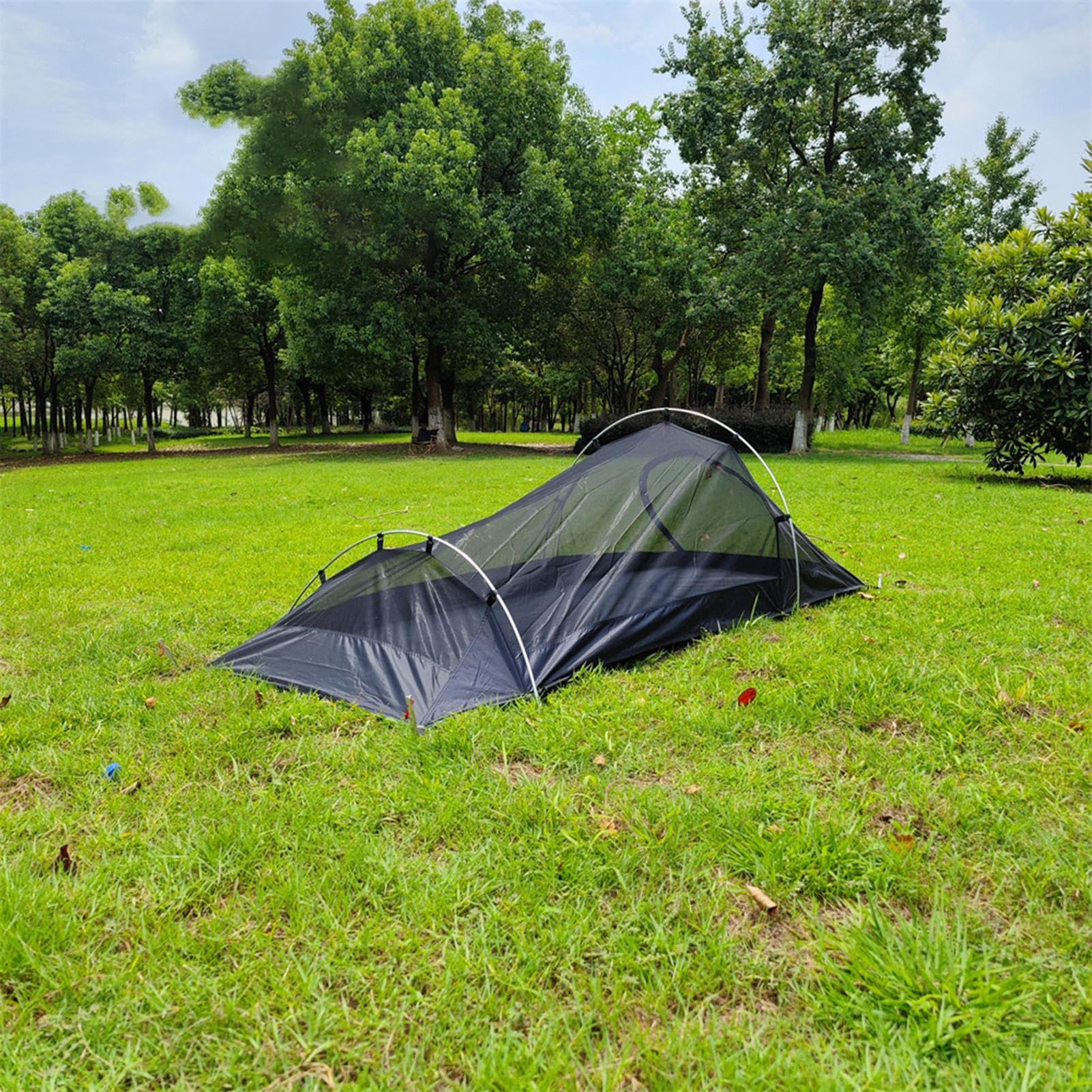 Tienda de campaña para mochilero, 1 para camping, refugio ligero y | compacto, diseño de malla transpirable, impermeable, resistente al viento, a la lluvia, senderismo, caza, montaña, viajes al