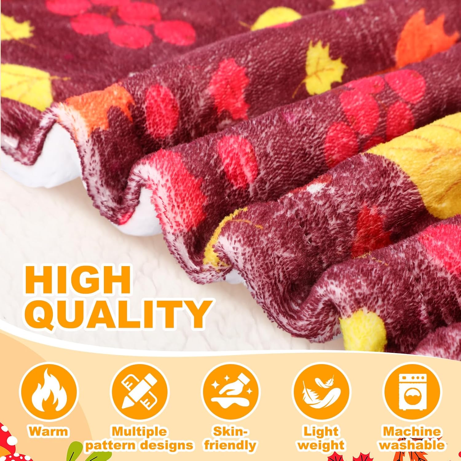 10 Pack Fall Throw Blankets, 51"x39" Autumn Soft Flannel Blankets, Thanksgiving Halloween Decor Gift Pumpkin Leaf Turkey Design, Cozy Farmhouse Decoration Throw for Couch, Bed, Chair, Sofa