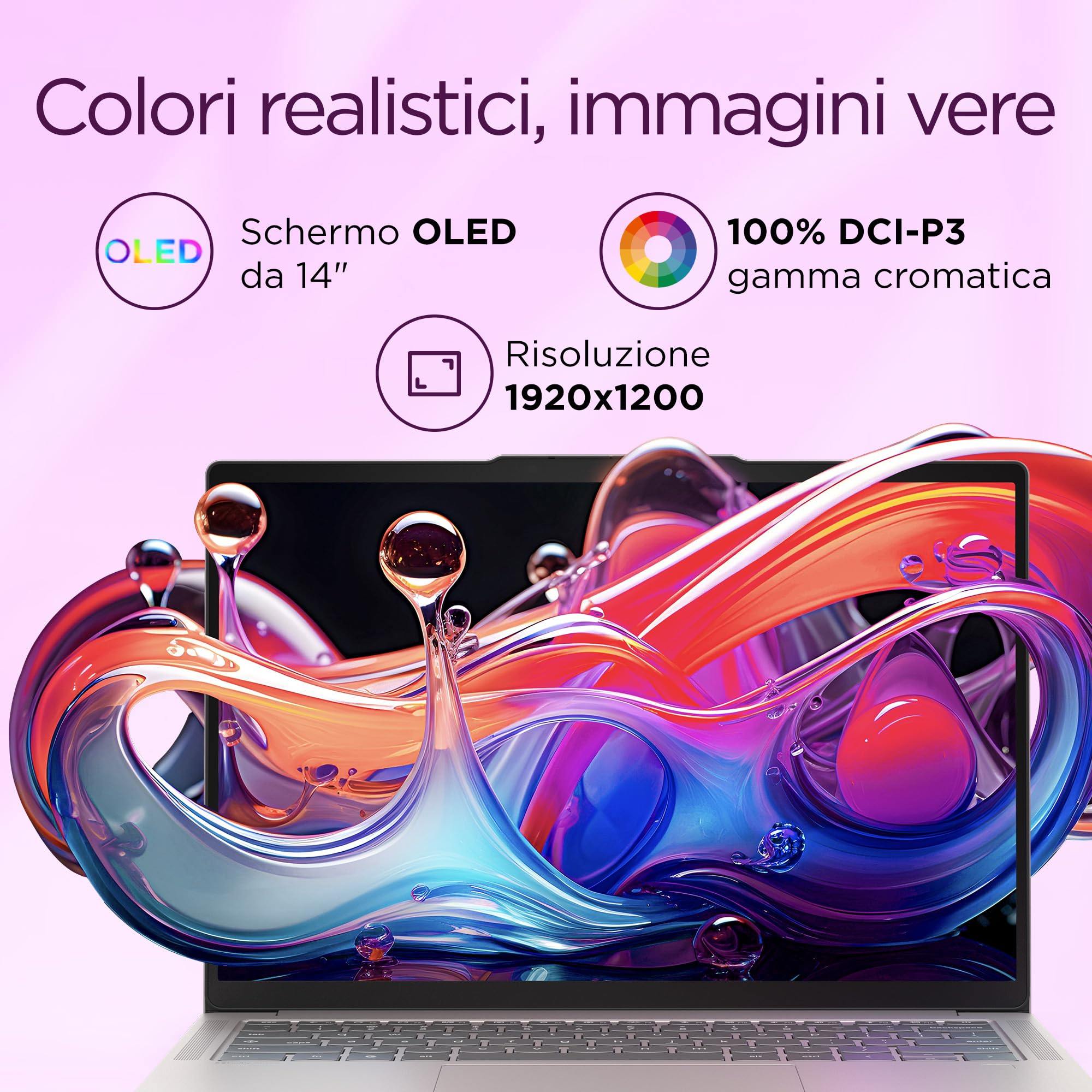 Lenovo Chromebook Plus 14" - Notebook Display OLED WUXGA (1920x1200), MediaTek Kompanio U910, 12GB RAM, 128GB eMMC, Wi-Fi7, ChromeOS - Seashell