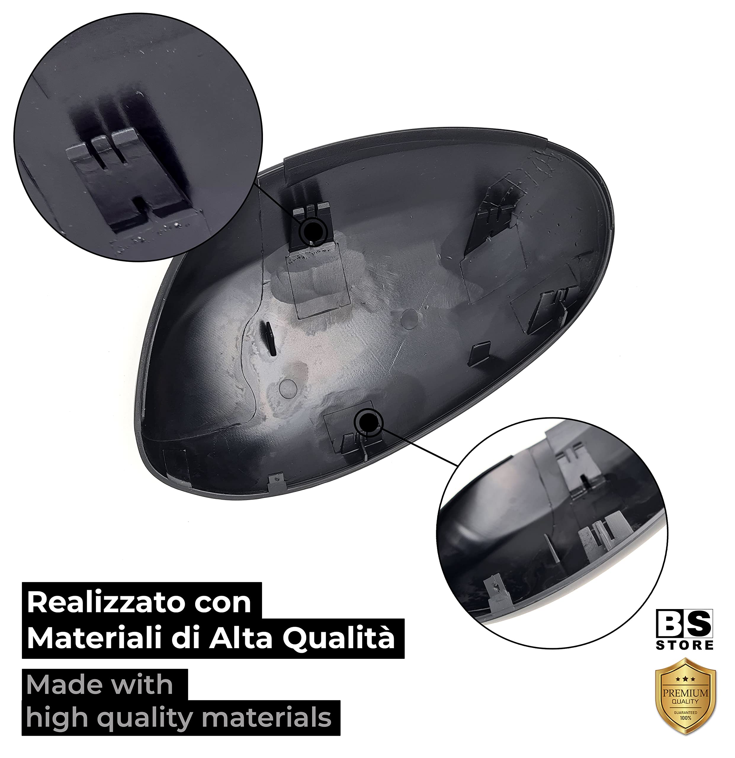 BSSTORE Calotta Specchietto Retrovisore Nera per Aygo, C1, 107 dal 2005 al 2014 (Sinistra - Lato Conducente) 801883