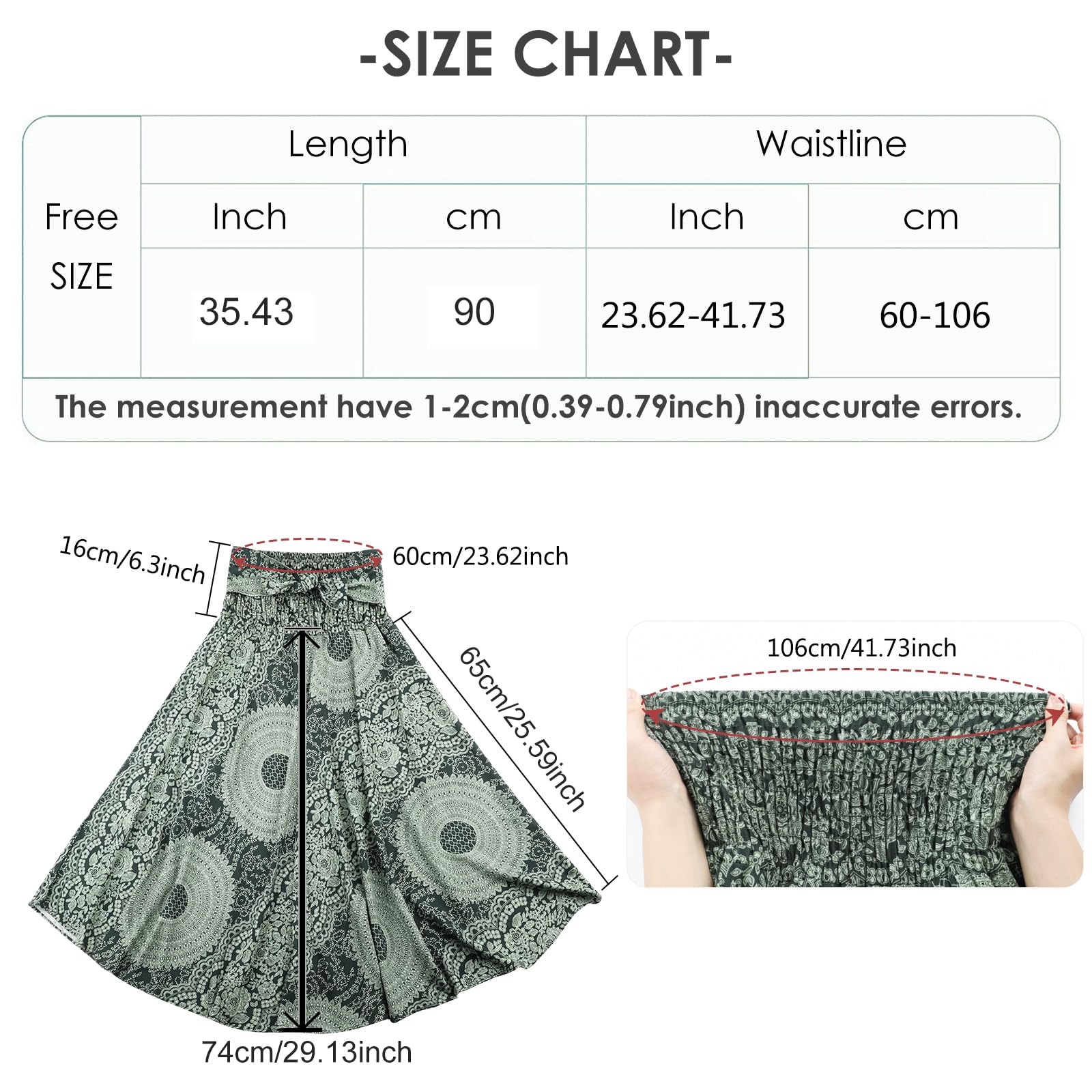 Adigaber Elegante Falda Largo para Mujer de 2 en 1 Falda de Danza del Vientre Vestido Largo Estilo Bohemio para Vacaciones