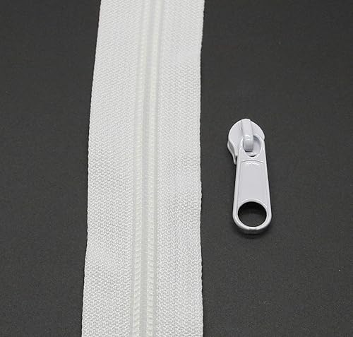 Miniatura 5 de Leekayer The Yard - Cremalleras de nailon blanco #5 para coser, 10 yardas con 25 deslizadores blancos para manualidades de costura a medida,
