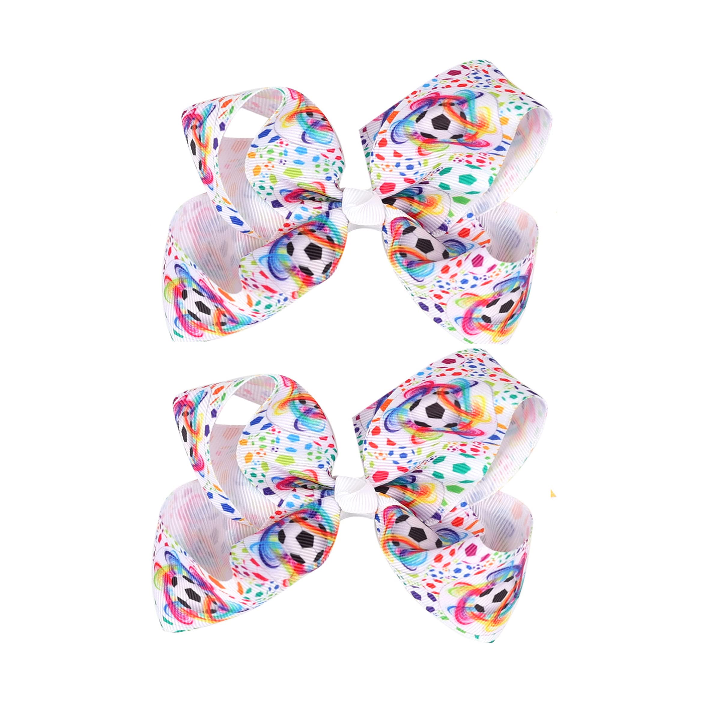 Soccer Ribbon Bow Hair Clips soccer bows Hair Accessories for girls.(FJ27) (Design and colour A)