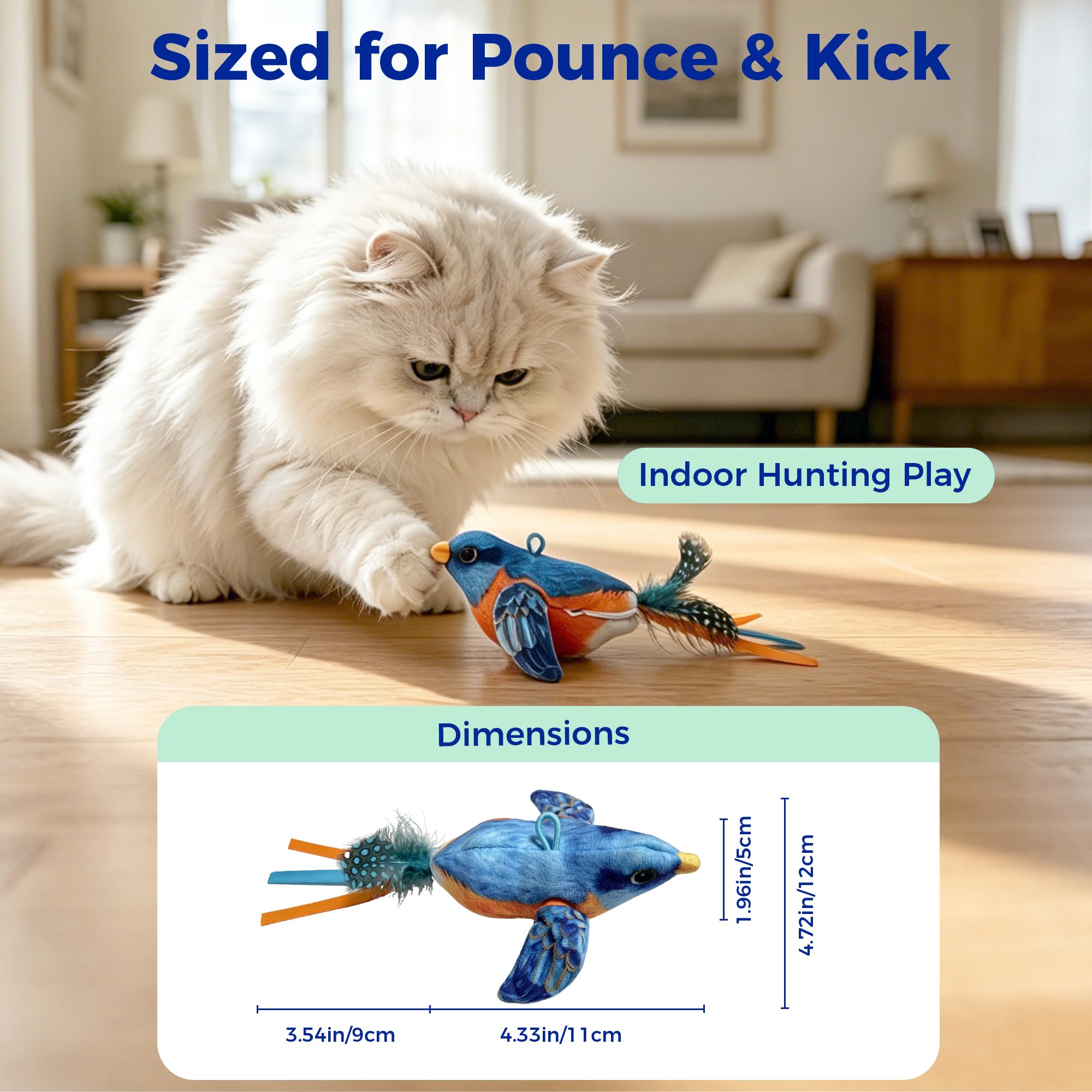 Jouet interactif pour chat d'intérieur – Jouet pour chat d'intérieur – Jouet pour chat – Activé par le toucher – Jouet rechargeable pour toutes les races – Avec 5 housses d'oiseaux et