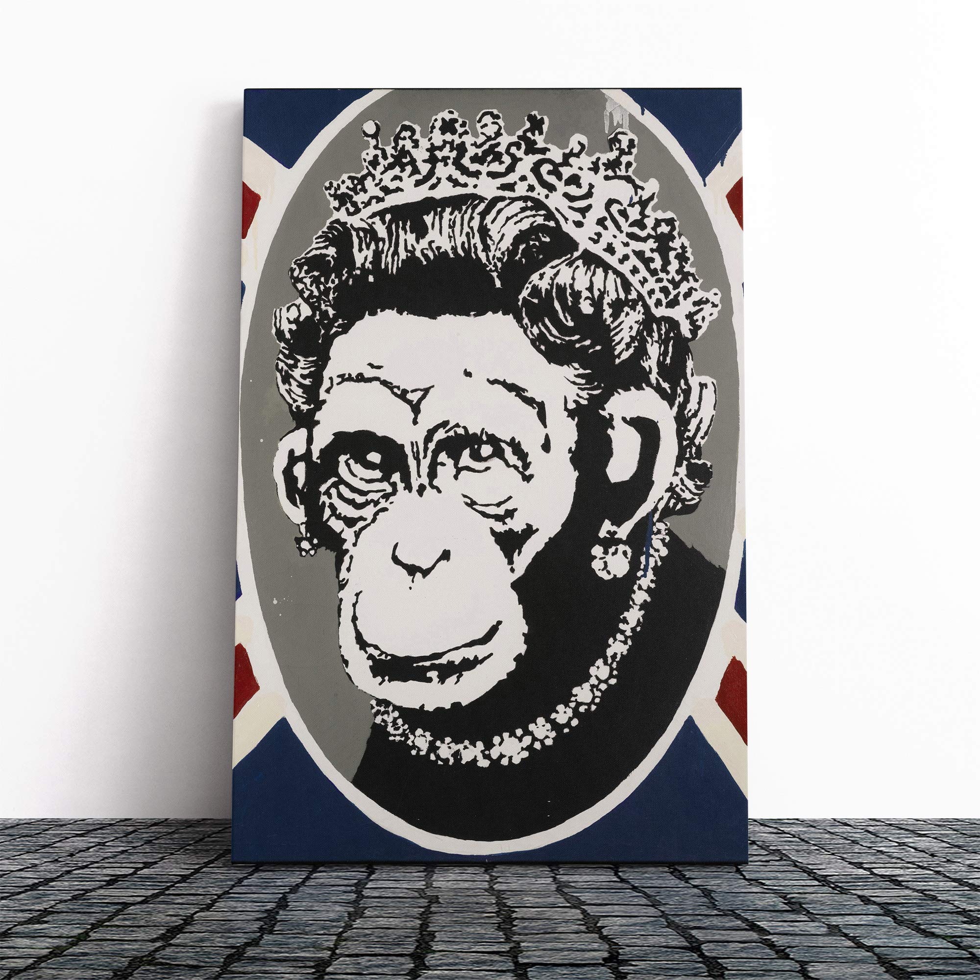 Banksy Monkey Queen Wall Graffiti Art Canvas Wall Art Print 20x14 Inch