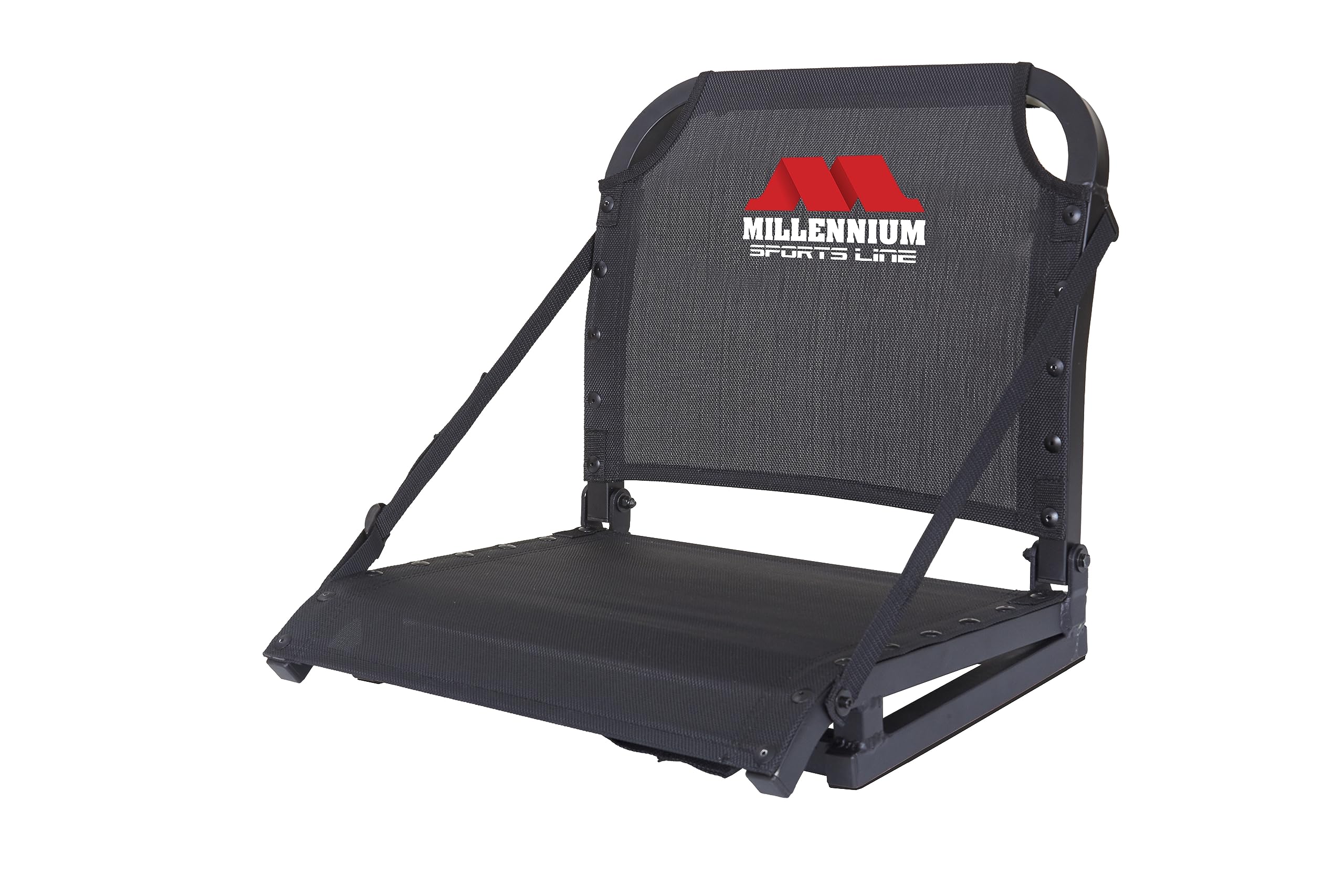 Millennium Sportsline Stadium Seat with Patented Comfortmax Seat Fabric Perfecct for Football, Baseball, Soccer, Tennis Fits Virtually Any Bleacher - Black