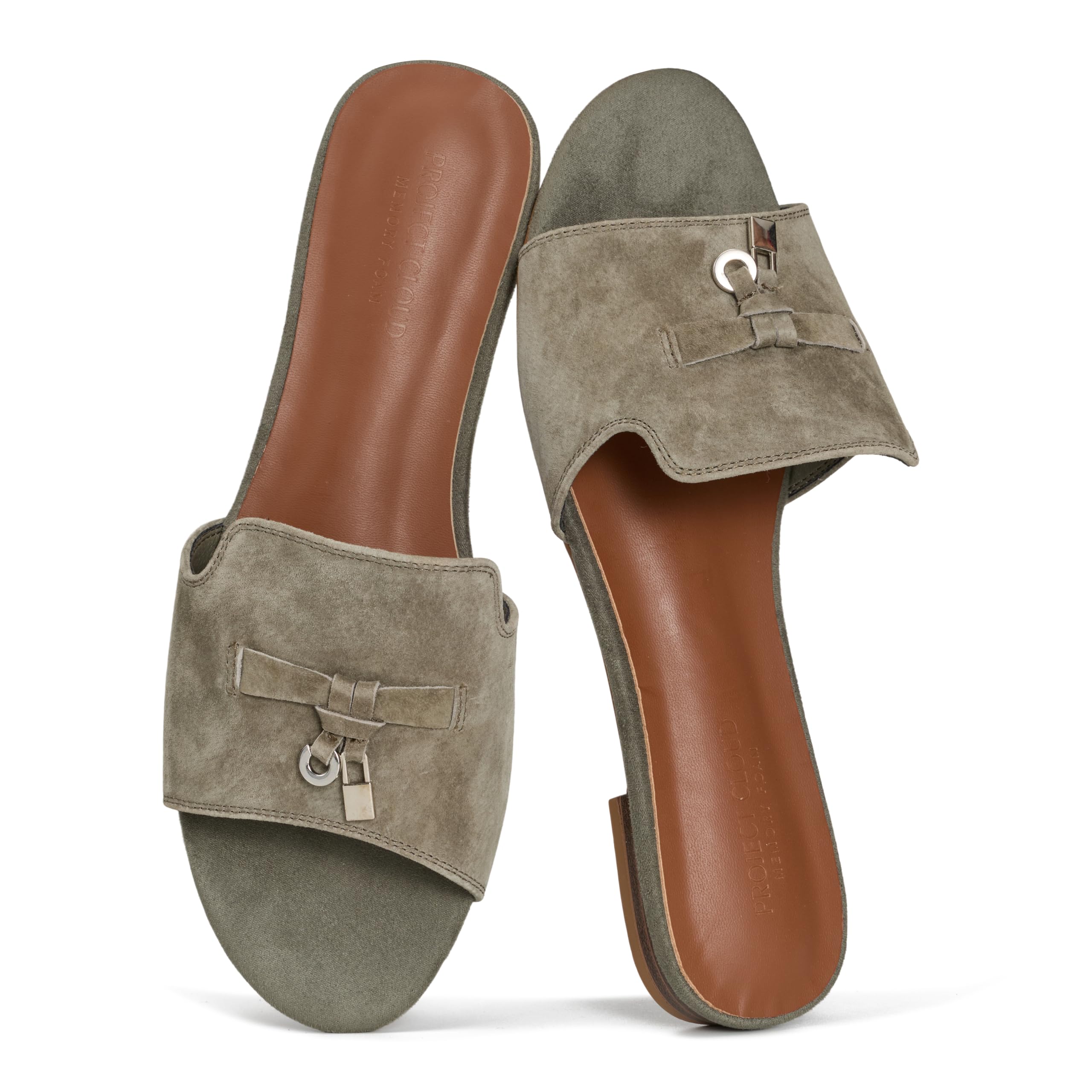 Project Cloud 100% Genuine Leather Sandals Women Dressy - Non-Slip Womens Sandals with Memory Foam Insole Slides for Women Footwear - Lightweight Flat Sandals for Women 2026 (Cannes) — view 12