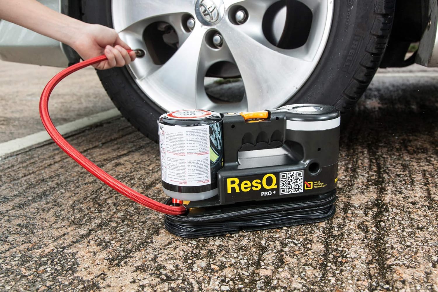 AIRMAN ResQ Pro+ Tire Repair Kit – 12V Compressor with LED Light & Eco Sealant – Portable Emergency Flat Tire Inflator for Cars, SUVs & Minivans – Includes Bag & Adaptors