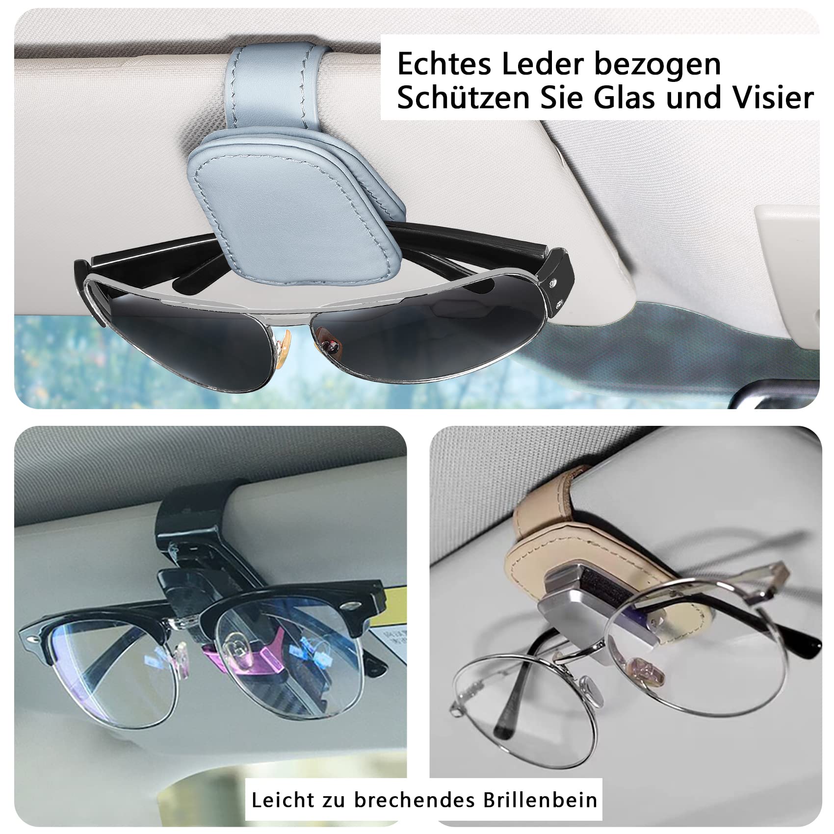 Porta Occhiali Da Sole Magnetico In Pelle, Clip Per Gancio Per Occhiali
