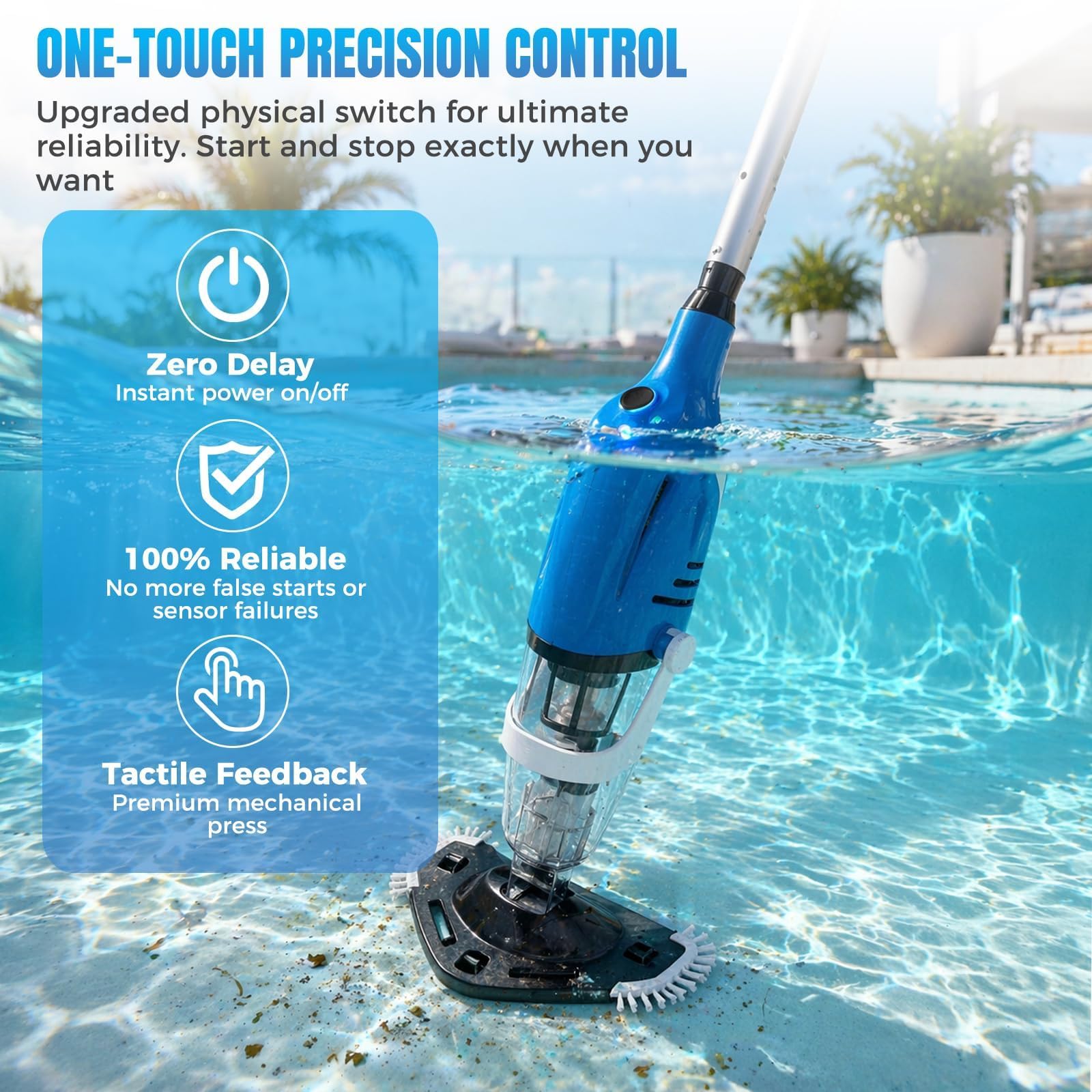 Bostar Aspirateur de piscine sans fil 120 l/min avec barre télescopique, autonomie de 80 minutes, double filtration, aspirateur à main pour petites piscines, spa, piscine de jardin