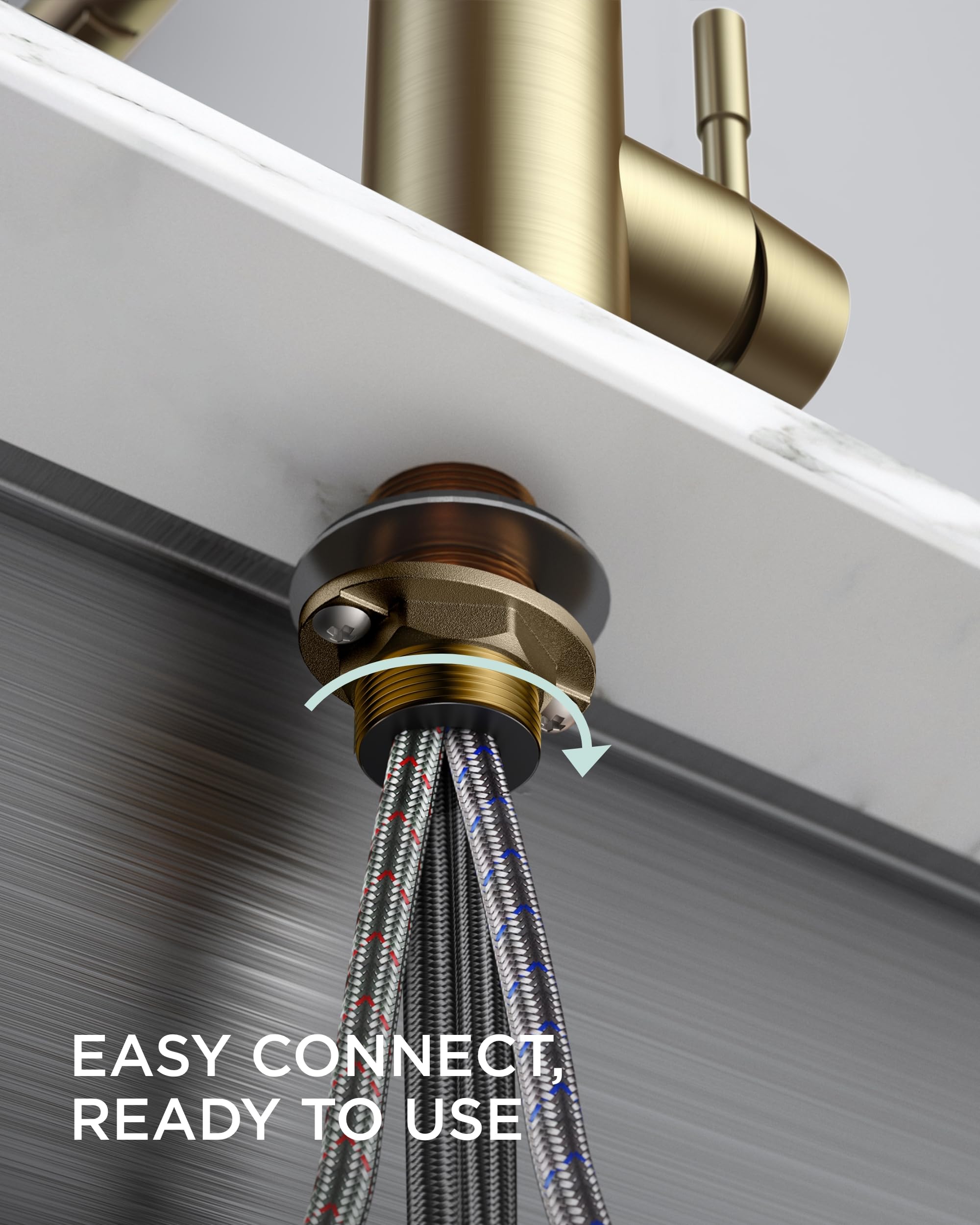 FORIOUS Kitchen Faucet with Soap Dispenser, Gold Stainless