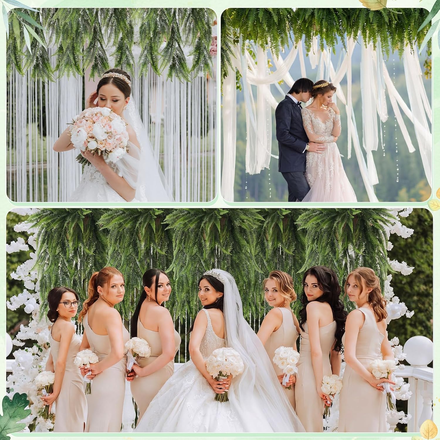 6 Pcs Artificial Outdoor Plants 32 Inch Hanging Boston Fern Faux Plastic Plants Fake Fern Vines Fake Ivy Vines UV Resistant for Wall Room Garden Wedding Garland Indoor Office